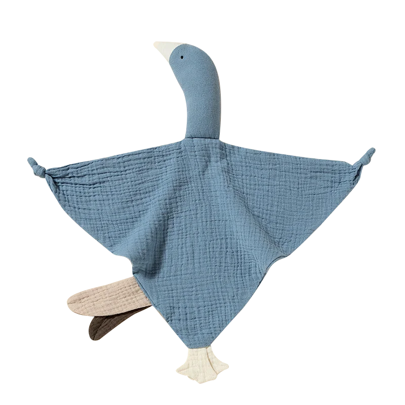 New Design 100% Cotton Crepe Lovely Goose Babi Appease Towel Baby Comforter Baby Security Blankets