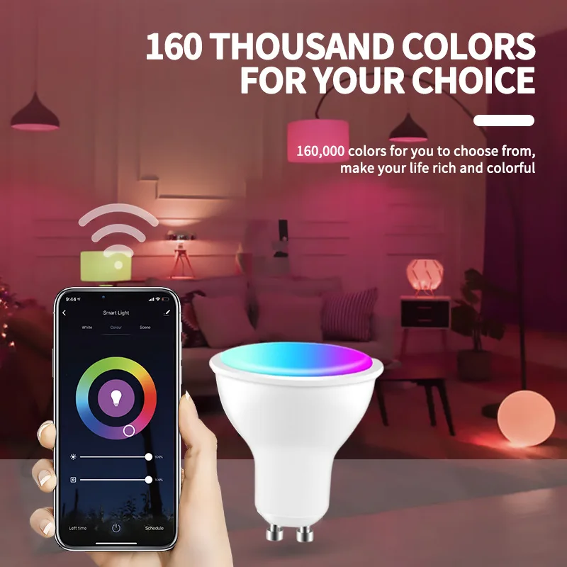 5W Tuya Smart GU10 Smart LED Light Bulb Dimmable RGB WiFi Spotlight with Bluetooth Switch Plastic & Aluminium Body Spotlight