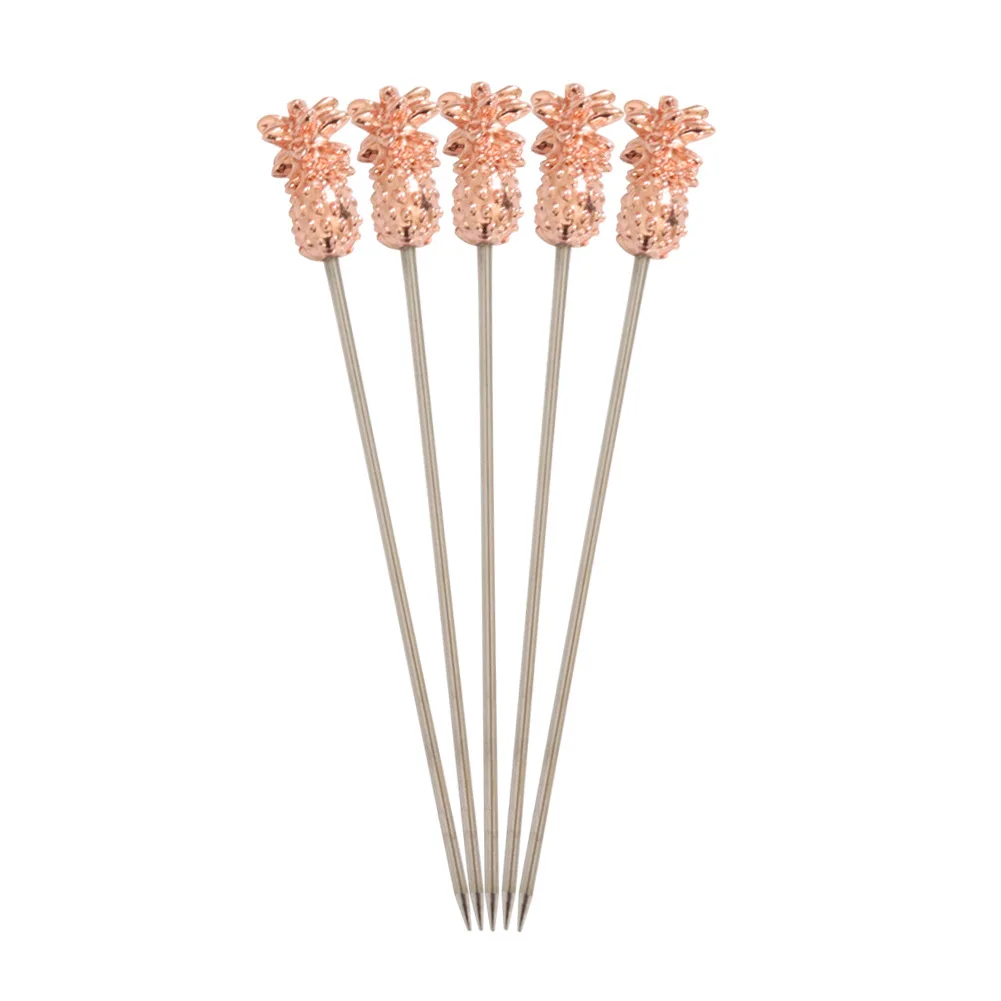 High Quality Custom Reusable Cocktail Pick Metal Pineapple Cocktail Skewers