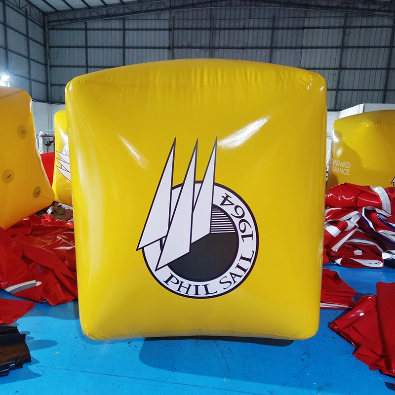 Yellow Color 1.5m square PVC Inflatable Floating Buoy Marine Buoy and Float Buoys for Water Game