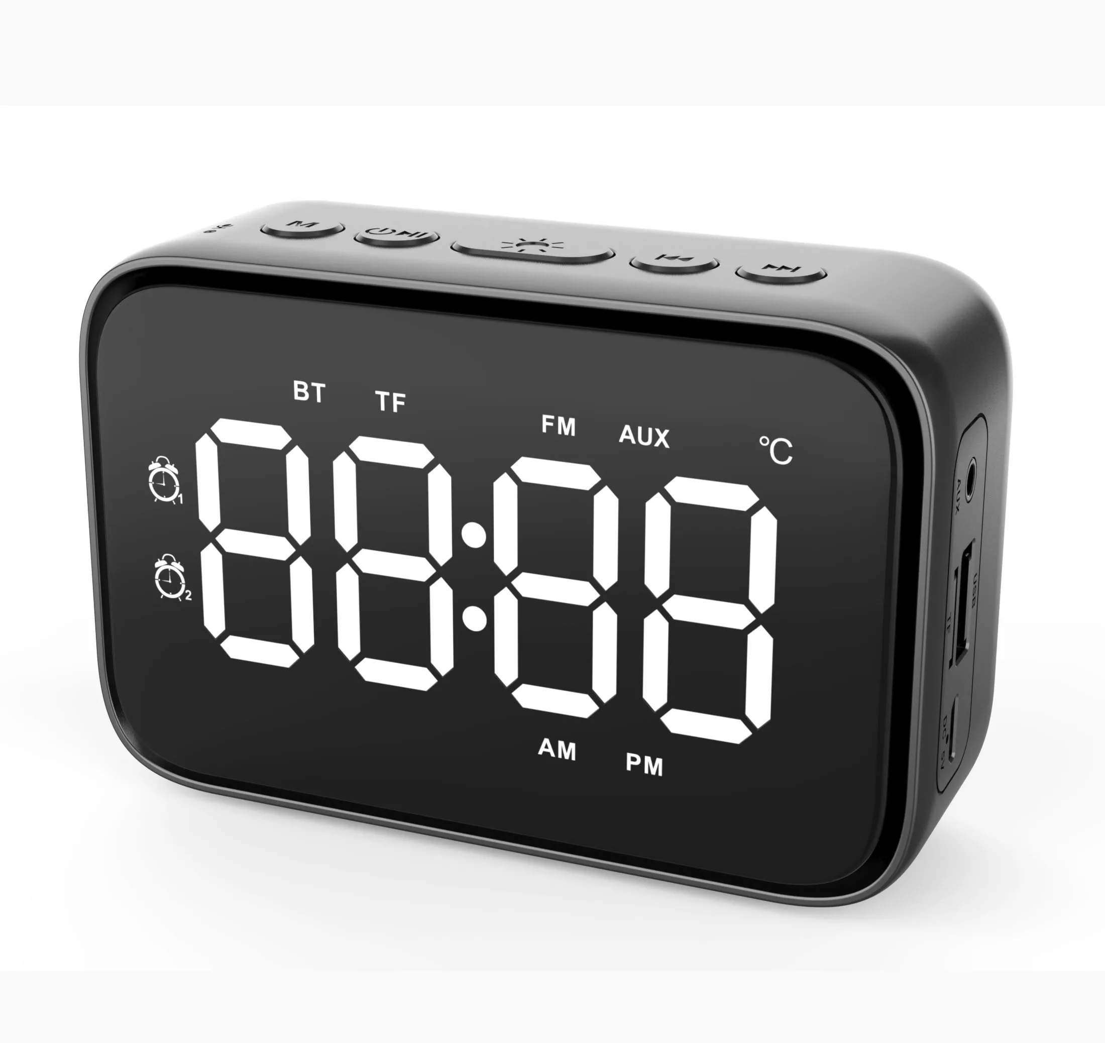 G20 2020 New Arrival Factory Price Led Screen Dual Alarm Clock FM Blue tooth  Wireless Speaker with USB Flash Driver Aux Line