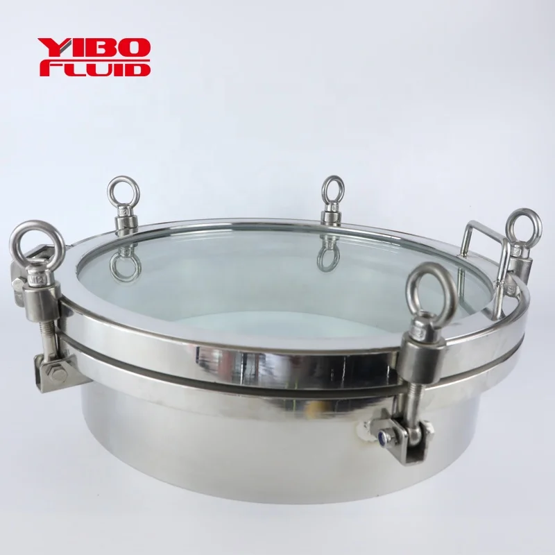  YIBO гигиеническая круглая крышка люка с полным смотровым стеклом для бака из нержавеющей стали 304/316Lcircular