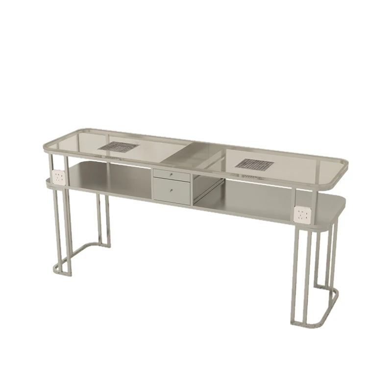 Nails Supplies Salon Bar Table Luxury Marble Manicure Furniture Desk Technician Portable Nail Table With Storage And Socket