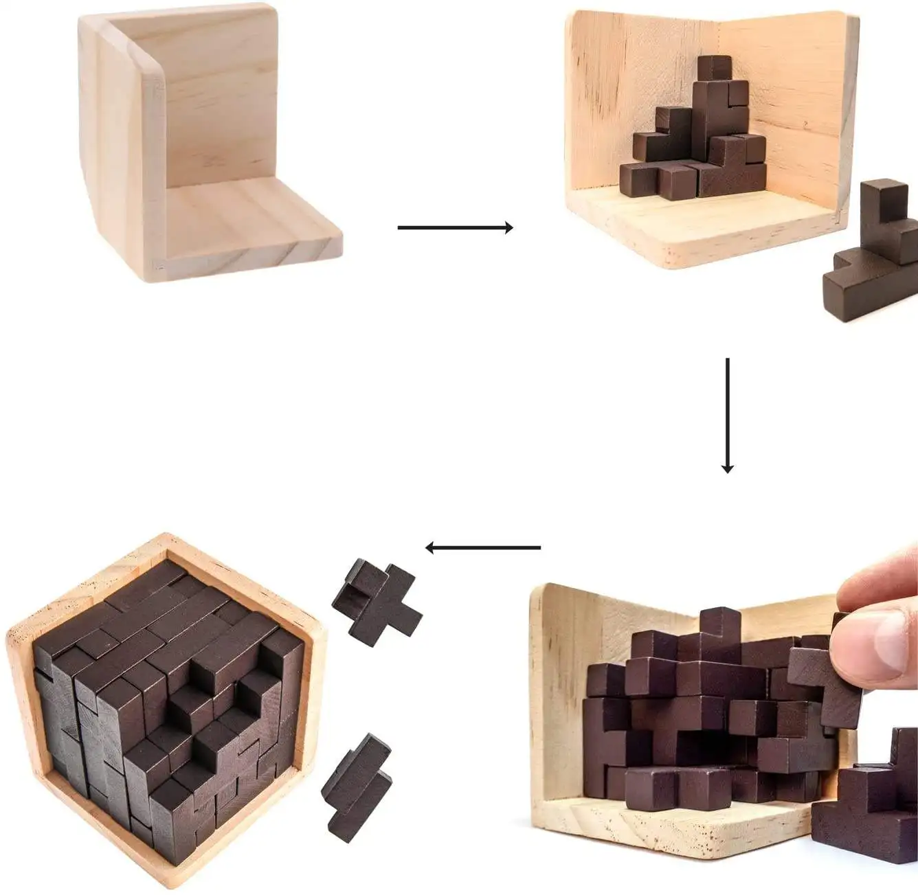 Wooden Brain Teaser Puzzle Cube for Adults Wooden Mind T-Shaped Jigsaw Puzzles  for the intellectual challenge educationan