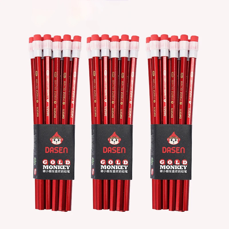 DASHENG Custom 10 Pcs Hexagon Wooden HB Pencils with Topper Eraser for School Office Promotional Writing Pencil