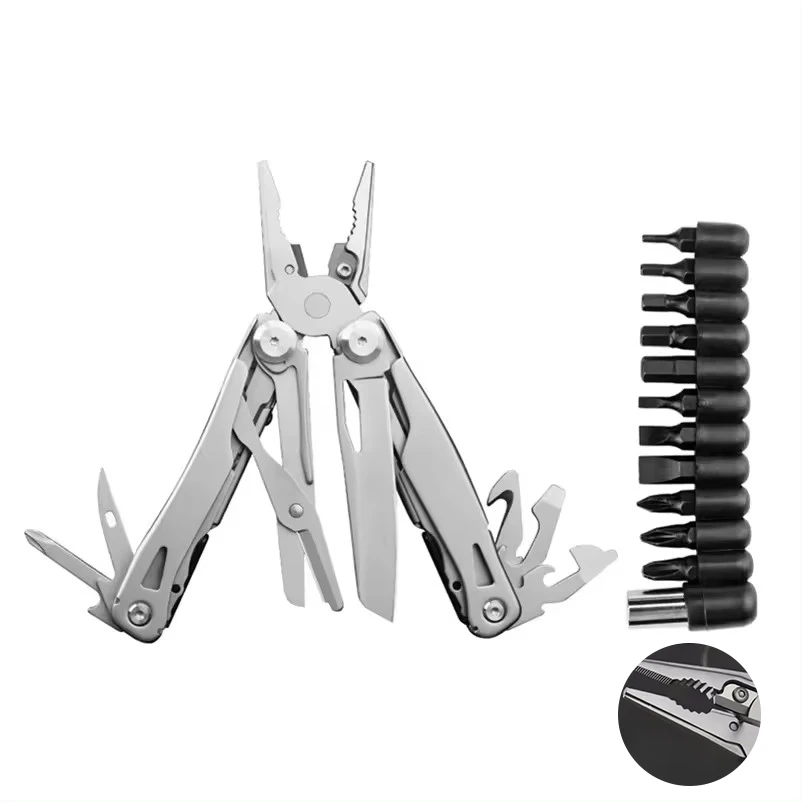 Multitool Pliers Knife Camping Hiking Gear Multitool Knife 13-in-1 Multi Tool Saw Scissors Stripper  EDC