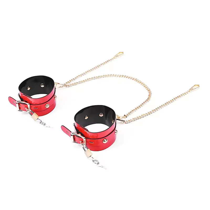 5pcs/set PU leather Erotic SM Restraints Handcuff Ankle Cuffs Collar Sex Toys for woman Flirt Bondage Kit Adult Bed Game Tool