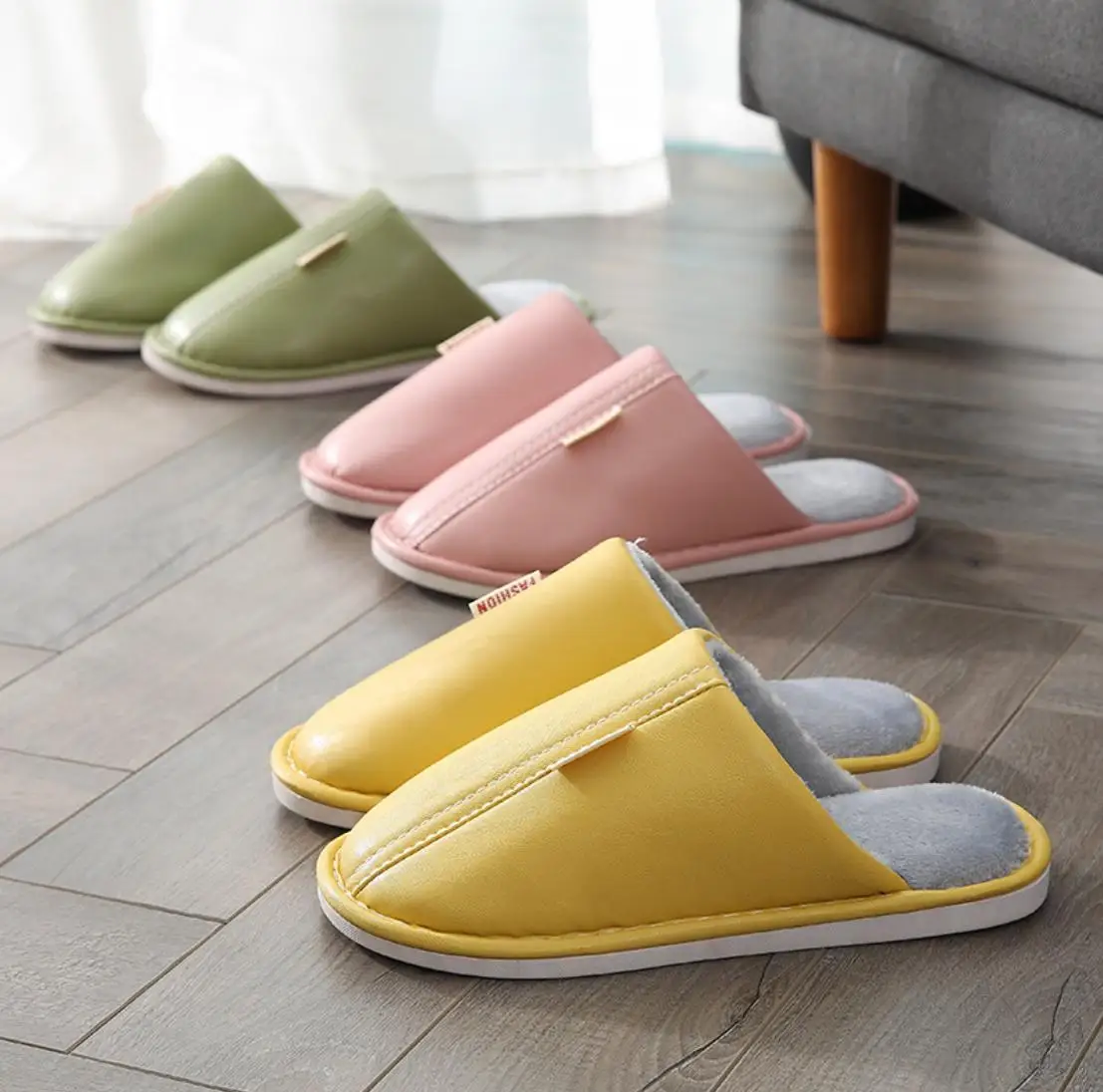 
2020 winter new style PU slipper for indoor beautiful lady slipper fashion floor shoes 