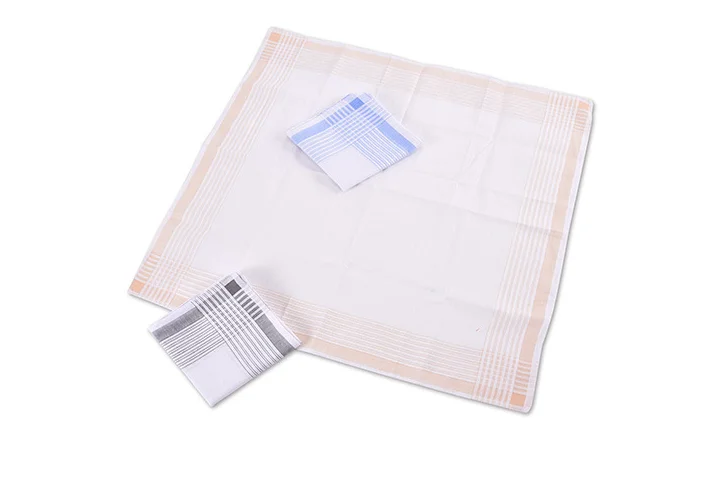 Panuelos de algodon para hombr Bulk Wholesale Low MOQ 43x43cm 100% Cotton Striped Pocket Square Yarn Dyed Handkerchiefs For Men