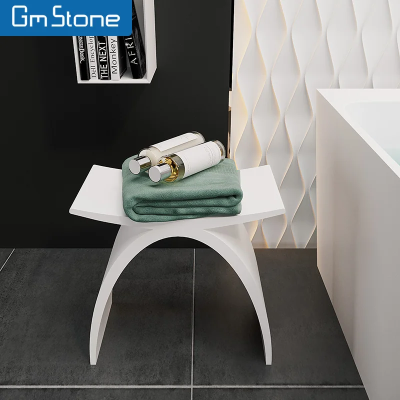 Modern artificial stone acrylic solid surface bathroom stool/vanity stool