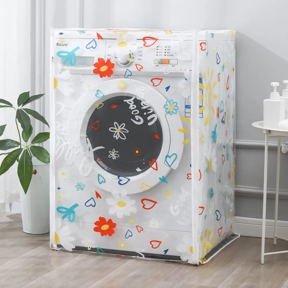 Ready To Ship PEVA Flower Printed Washing Machine Washer Dryer Dust Cover