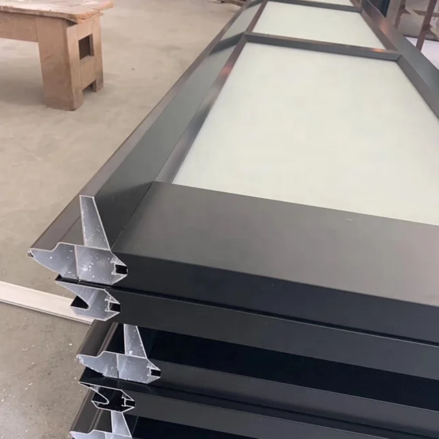 Aluminum frame 9mm tempered frosted or transparent glass electric sliding garage door manufacturer in Shenzhen, China