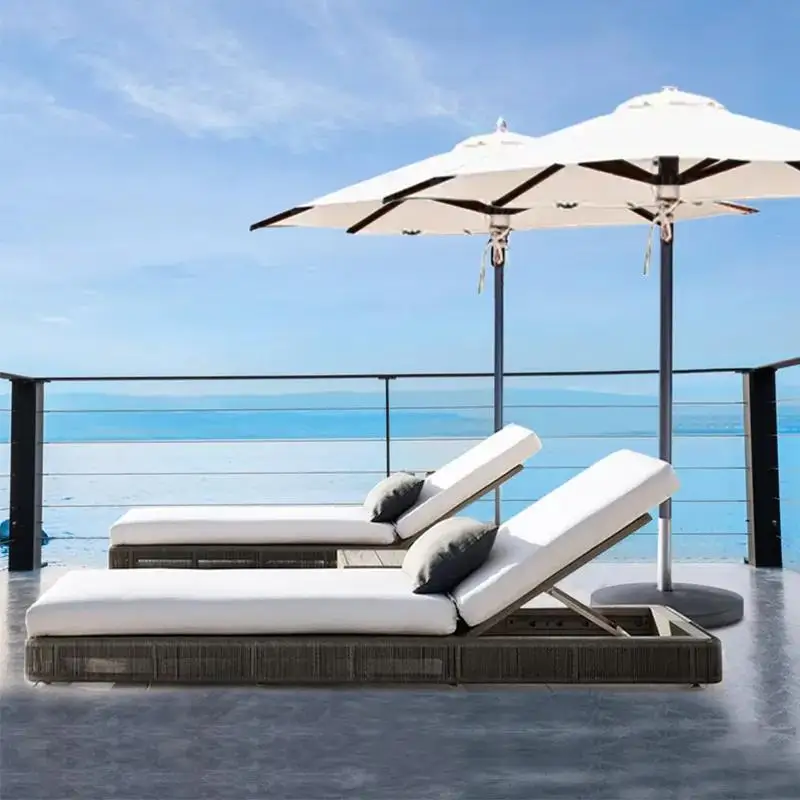 Tropical Garden Swimming Hotel Bed outdoor luxury Wood Pool furniture beach Folding lounge chaise chair