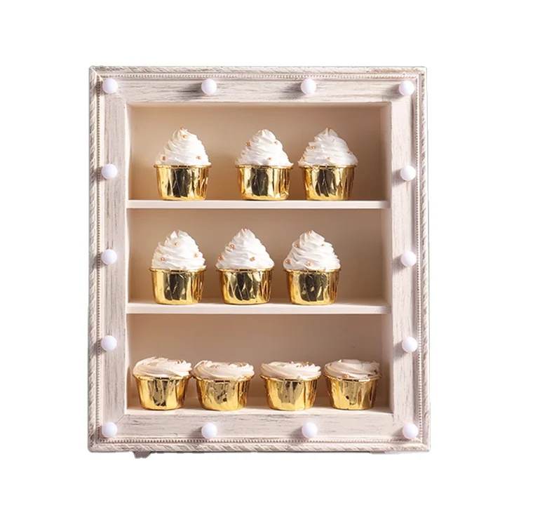 White Wooden dessert table ornaments  wedding display shelf cake table delicate tea rest tray