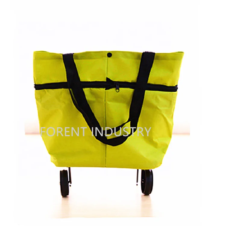 Customized eco-friendly non woven shopping trolley mesh bag folding hanging bag cart