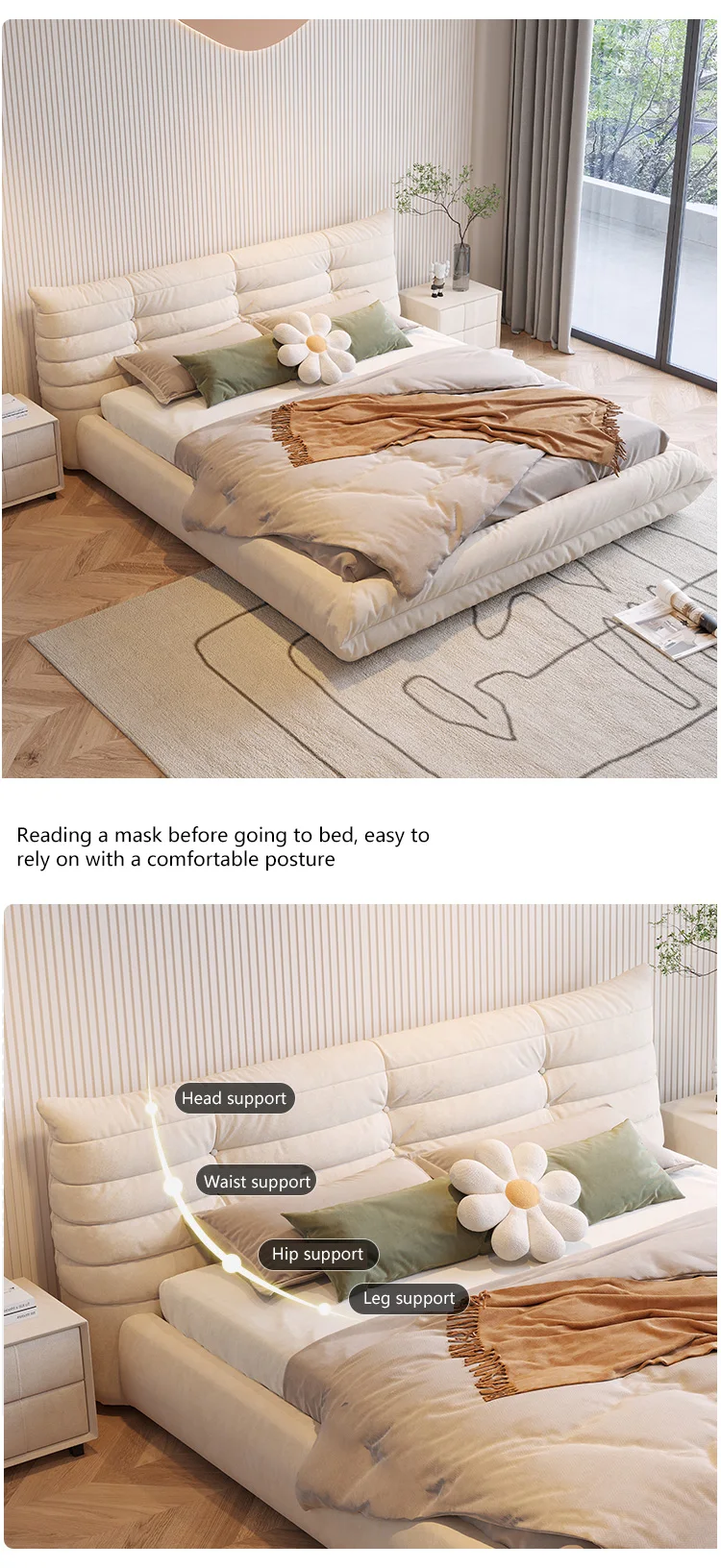 Master Ben Big Sales Modern Bedroom Hotel Furniture Wooden Frame Fabric Sets Soft Bed