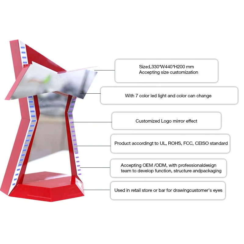 Xianhui Custom Design Wine Poster Promotion Display With LED Bottle Holder Billboard Advertising Wine Acrylic Display Rack