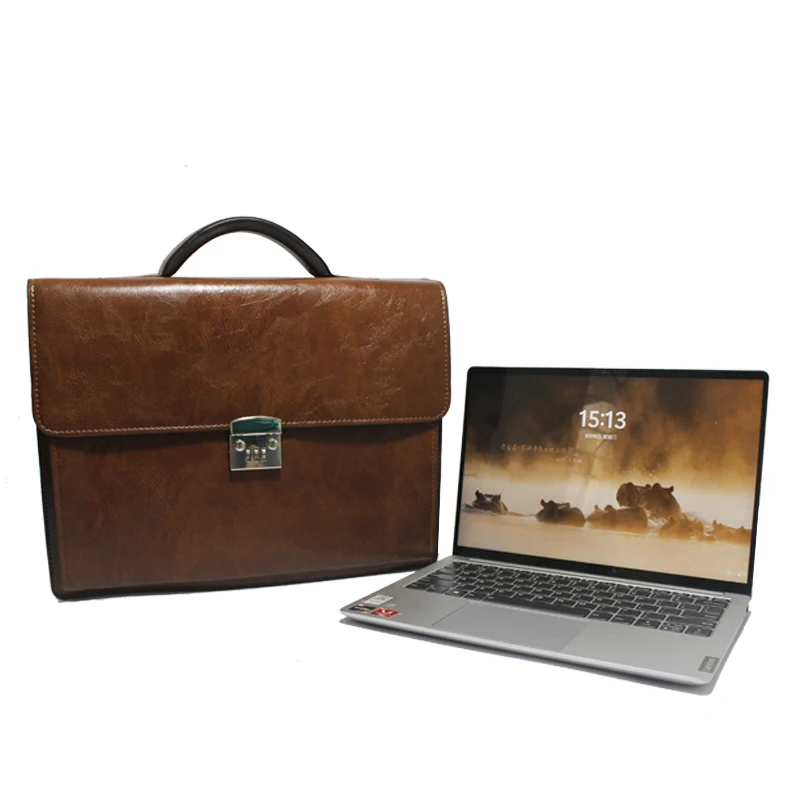 Leather Bags Design Business Laptop waterproof computer Handbag Coffee Men Bag Soft Sided Leather Briefcase