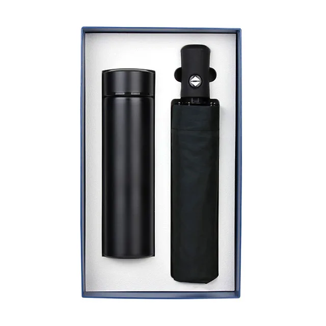 Promotional water bottle with umbrella boxed packing gift sets for exhibition
