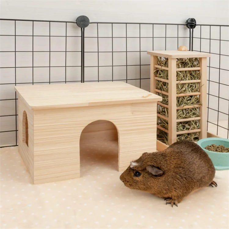 Multi-Chamber Hamster House Chinchilla and Guinea Wood House Pigs Hut Hideout