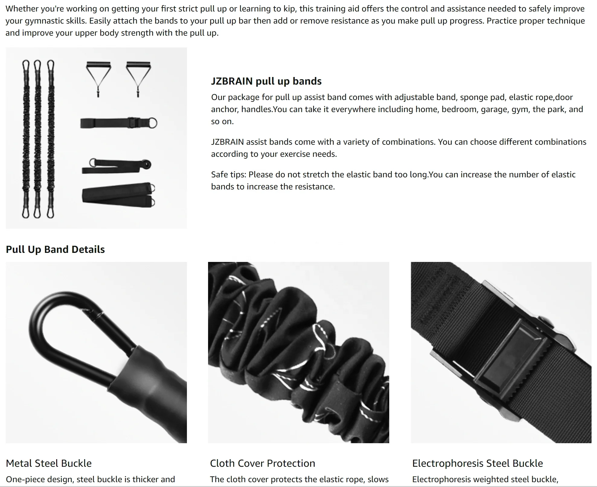 Pull Up Assist Band System with Handles, Door Anchor, Leg Sponge Pad for Strength Workouts Training