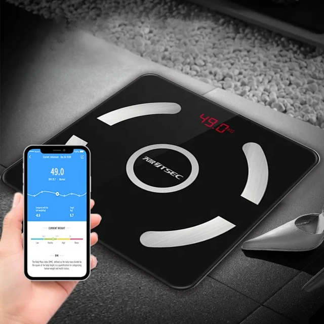 
2021 High Quality BMI Calorie Black Bluetooth Electronic Digital Weighing Body Fat Scale 
