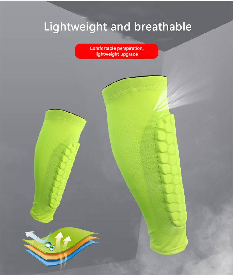 Custom adult kids soft honeycomb neoprene sport football soccer leg brace support shin pads guards calf compression sleeve