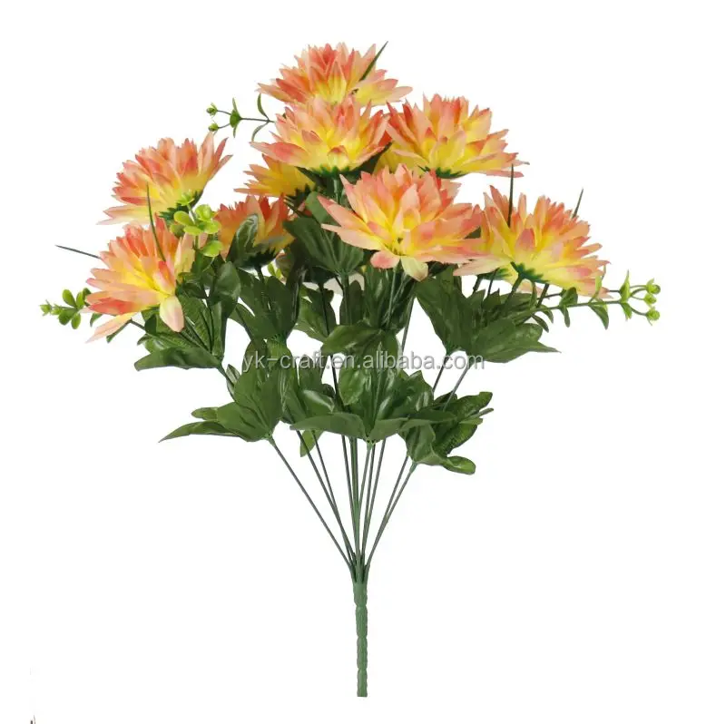 Simulation Flowers Silk Chrysanthemum Decorative Flowers For The Cemetery 12 Heads Artificial Chrysanthemum