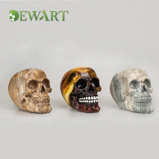 Hot Selling Craft Handmade Scary Skull Sculpture Decor Resin Art Statue For Halloween Holiday Home Decoration Accessories