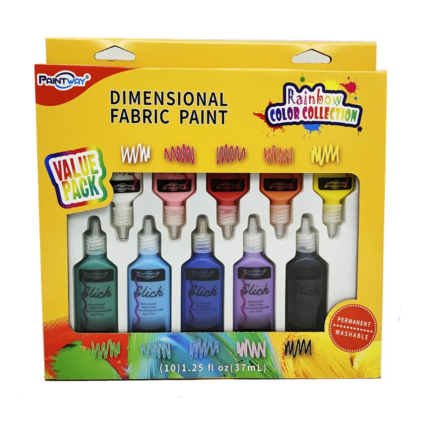 10pack 37ml Dimensional Fabric Paint Non Toxic 3D Fabric Textile Paint for Clothes Shoe Bag