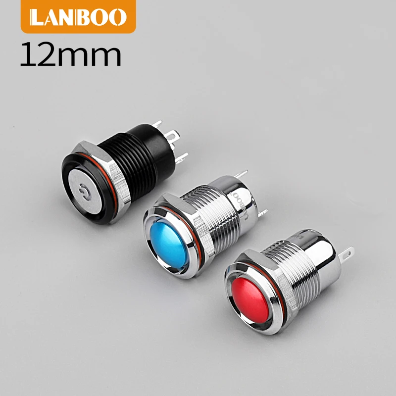 Новый китайский лучший кнопочный переключатель CE ROHS 12 мм Мгновенный металлический кнопочный переключатель цветной переключатель
