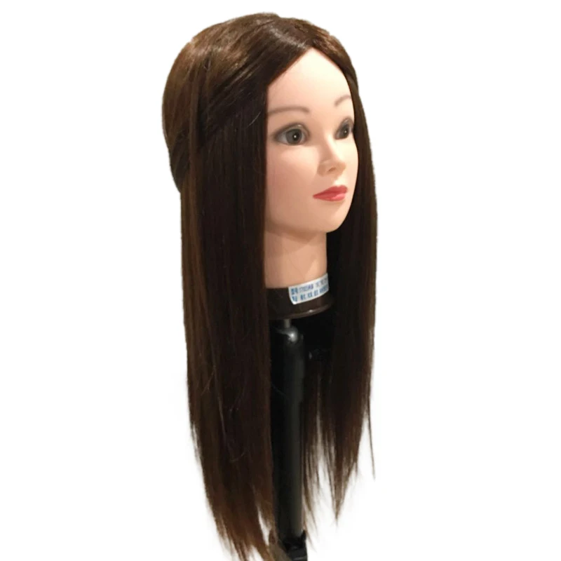 Wanda hairdressing headform real hair practice head model head doll head headform can roll hot blow