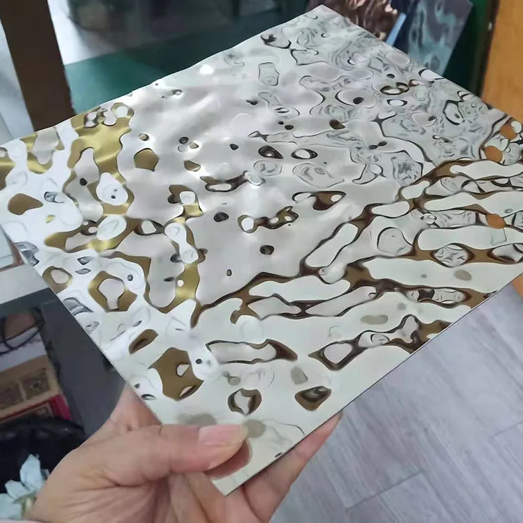 Stainless Steel Water Ripple Pattern Sheet for Entertainment Ceiling Golden Panels