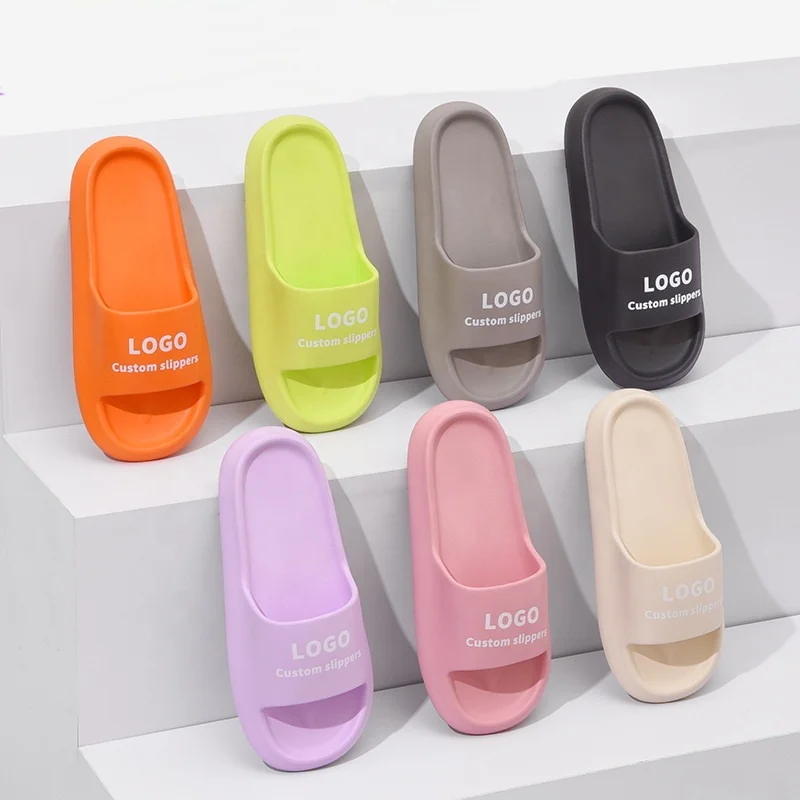 Custom logo personalizadas zapatilla orange pink solid color eva slides shoe slippers footwear colorful slippers for women men