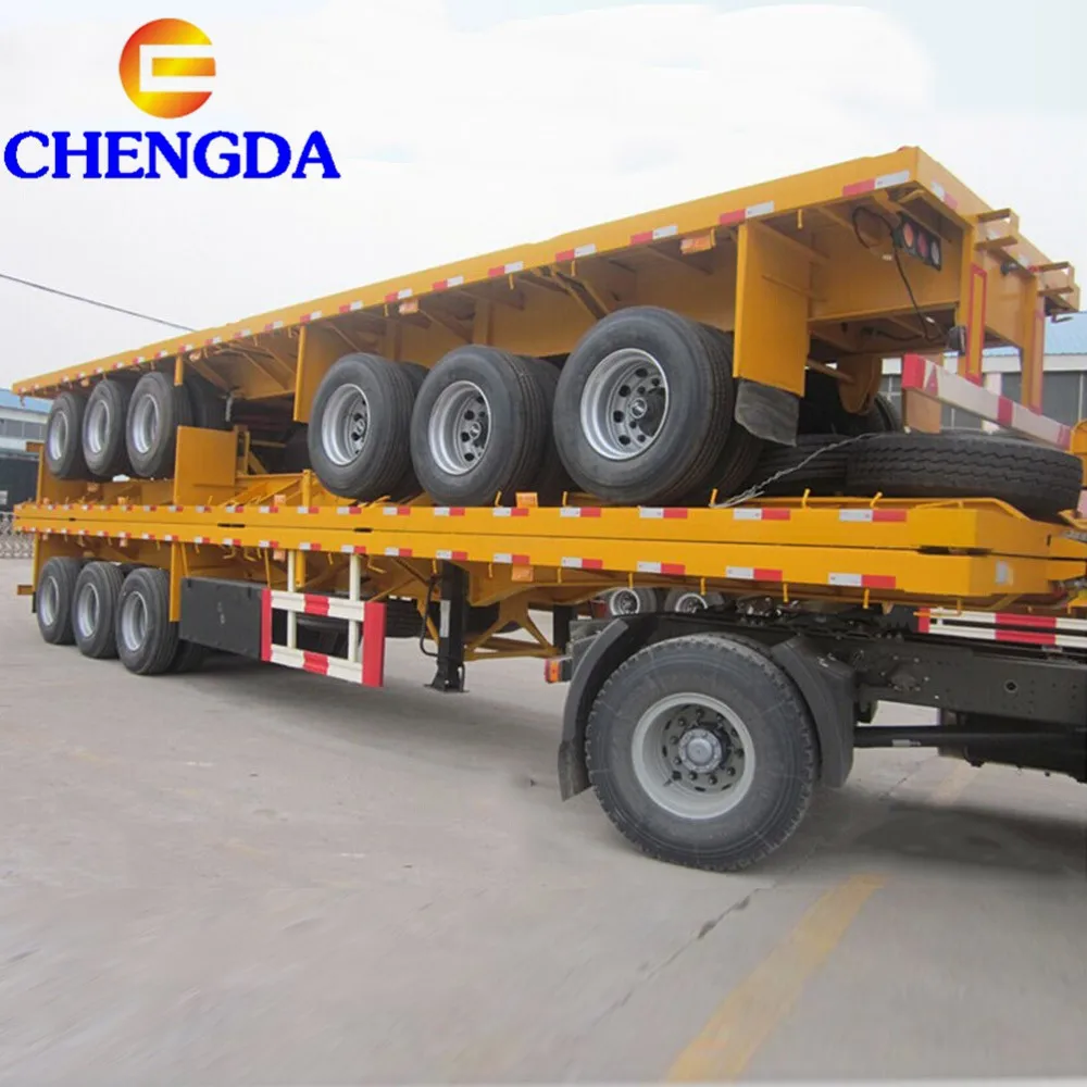 Second Hand 3 Axle 40 ft Flatbed Container Semi Trailer with Container Lock for Sale