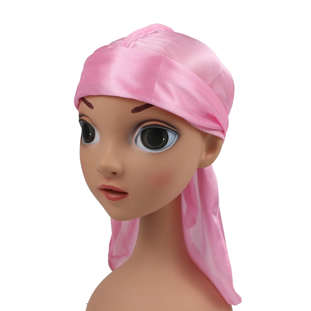 New Fashion Kids Satin Durags Bandanna Turban Wigs Child Silky Durag Headwear Headband Pirate Hat Hair Accessories