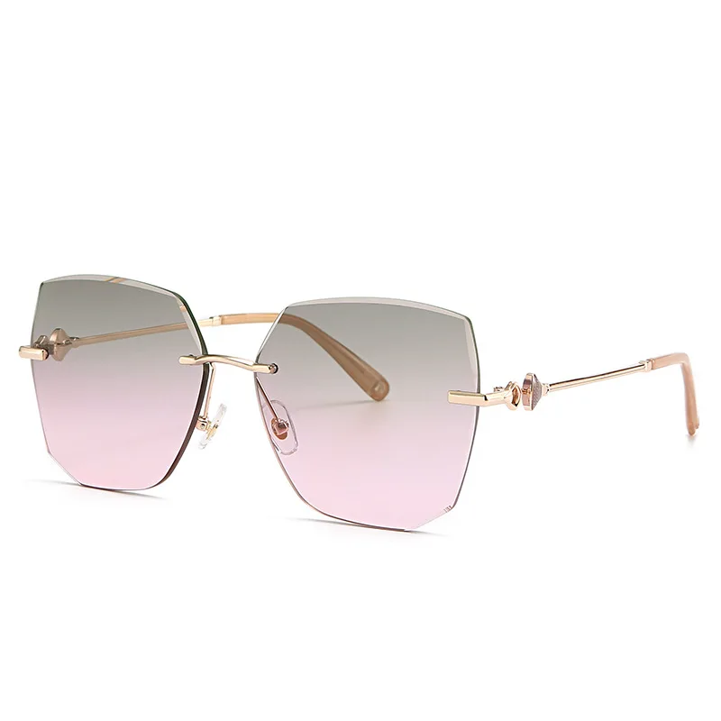 Fashionable Edge-cut Quality Rimless Sunglasses UV400 Protection TAC Polarized Women Sunglasses High-end Lady Sunshades