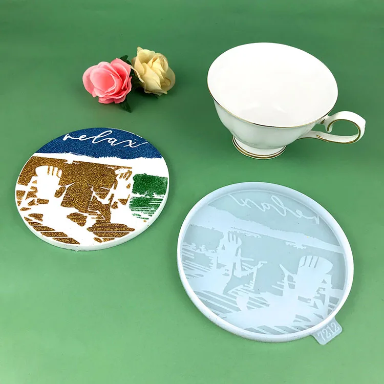 YS Lake View Coaster Plaster Mold Round Storage Agate Tray Silicone Making DIY Craft Glossy Tray Candle Mould Home Decor Tools