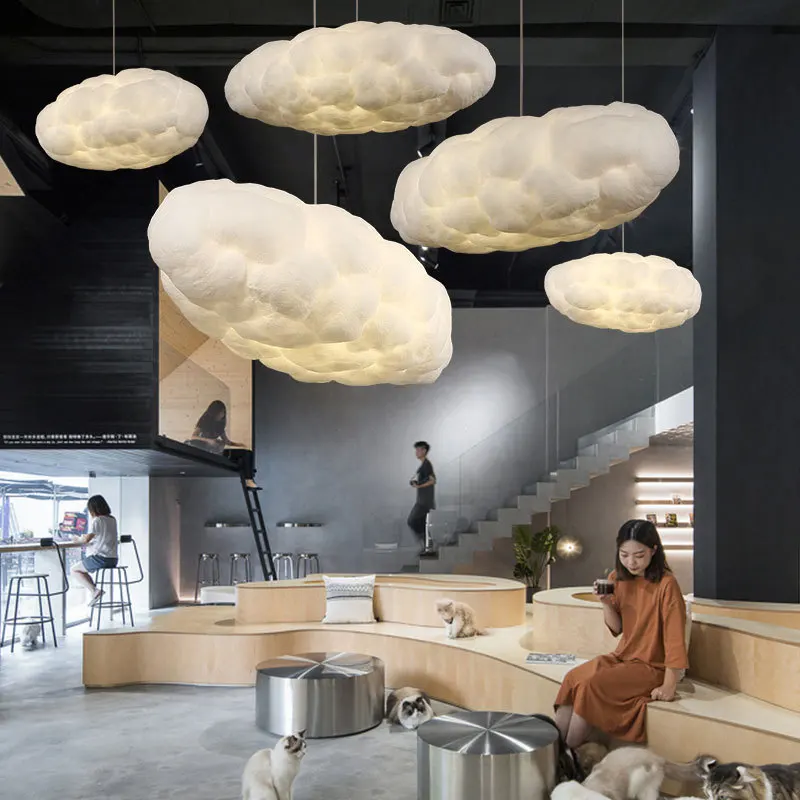 Window decoration chandelier  commercial hotel bedroom silk like cotton cloud chandelier
