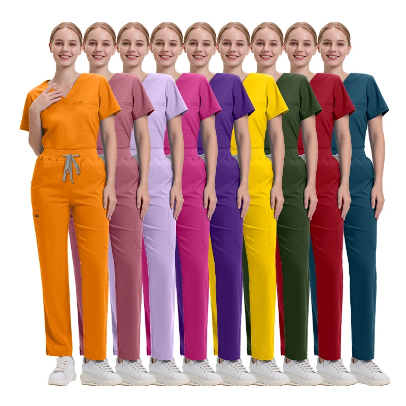 2024 Anti Wrinkle Cotton Fabric Custom Logo Medical Doctor Suit Fit Jogger Hospital Uniforms Nurse Scrub Sets For Men and Women