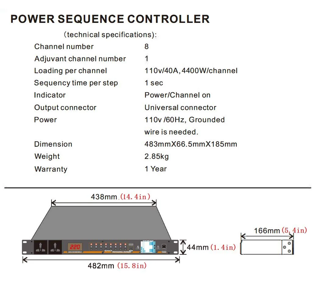 BMG PSS-003 8 Channel High Quality Controller Independent Air Switch Power Sequencer Outlet Socket Control