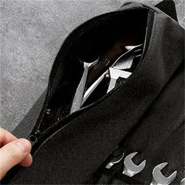 Factory Custom Hardware Tool Storage Bag Multi-pockets and One Zipper Pocket Roll Up Thickened Tool Bag