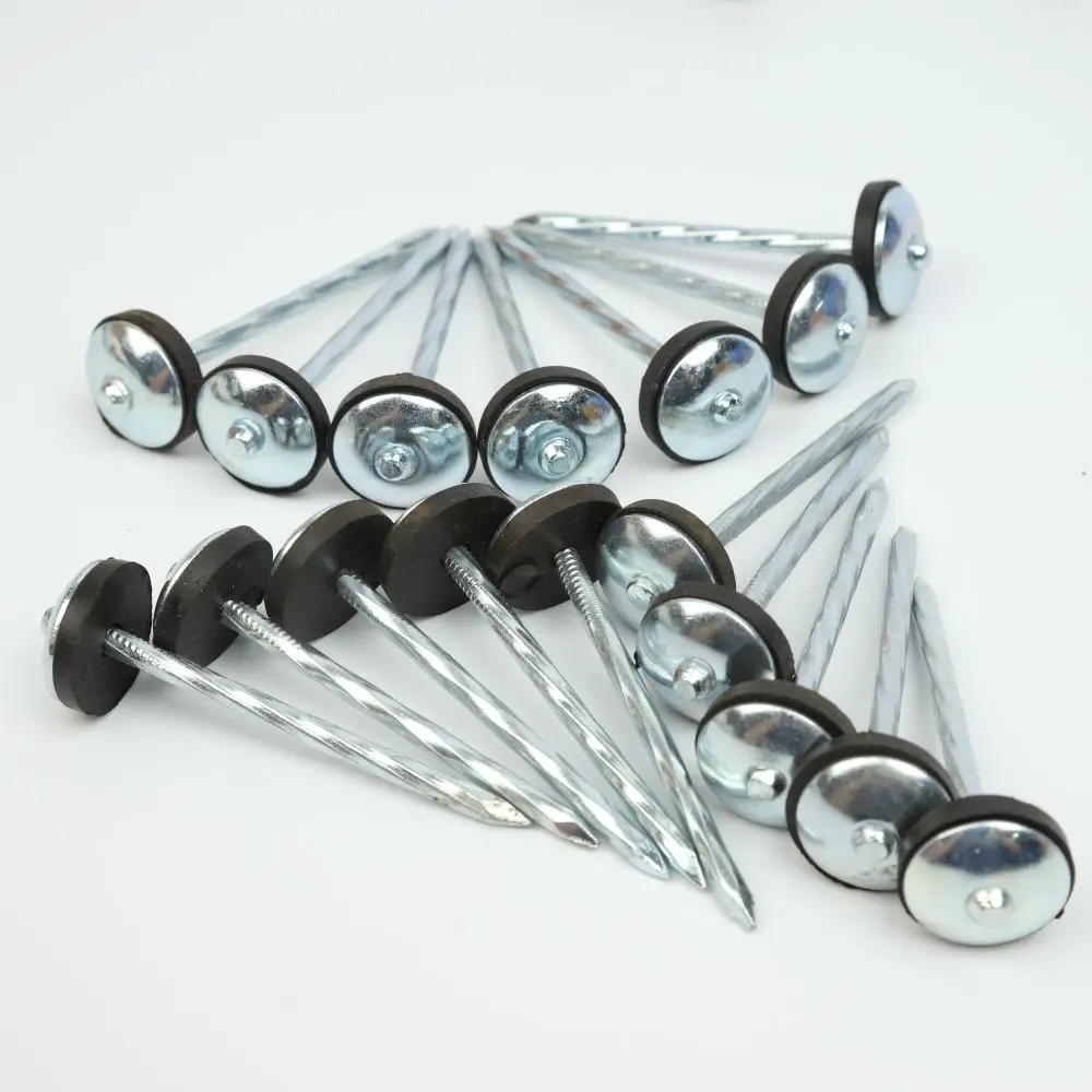 Africa hot sale  Roofing Tile Nail Twisted 3/4 Head Umbrella Nail Cap Nail With Rubber washer 2.5inch  3inch  Twist  25Kg Carton