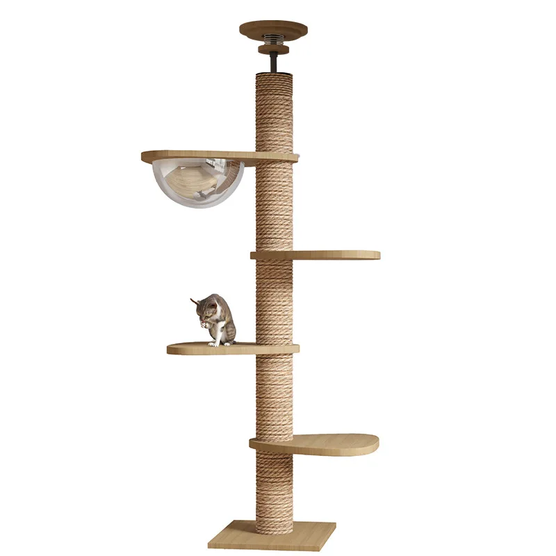 Fashion pets shop product large climbing tower to the ceiling all two sisal hammock accessories house scratcher tree wholesale