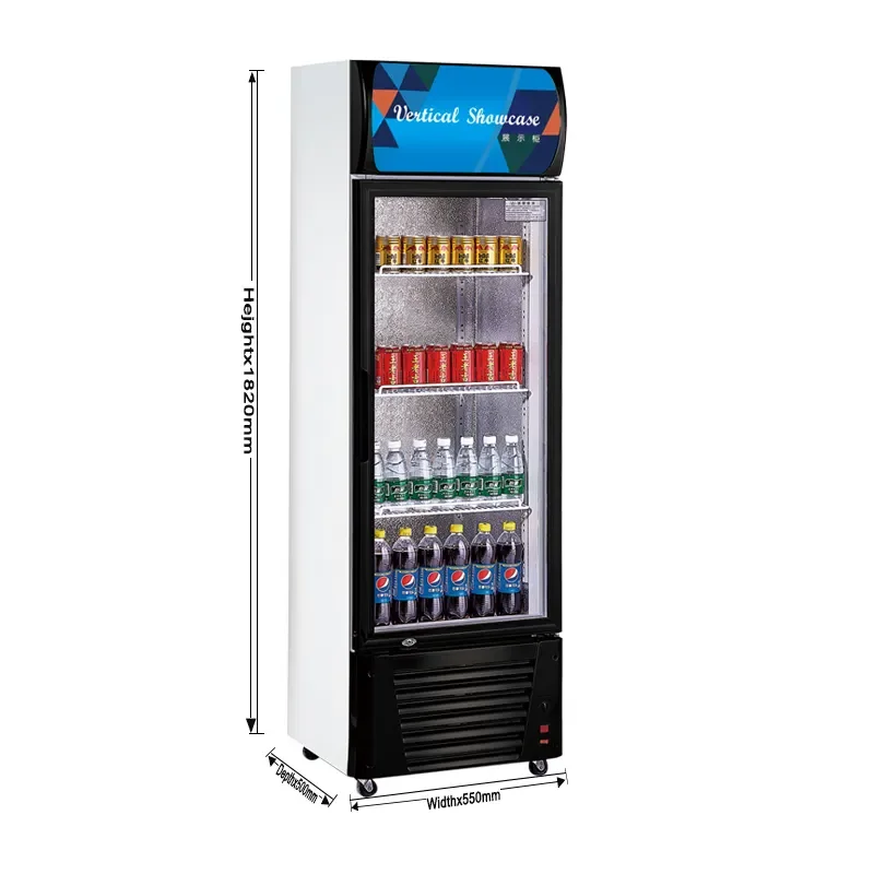 Glead 220 вольт Прямая поставка с завода одиночная стеклянная дверь витрина для водяных напитков морозильная камера