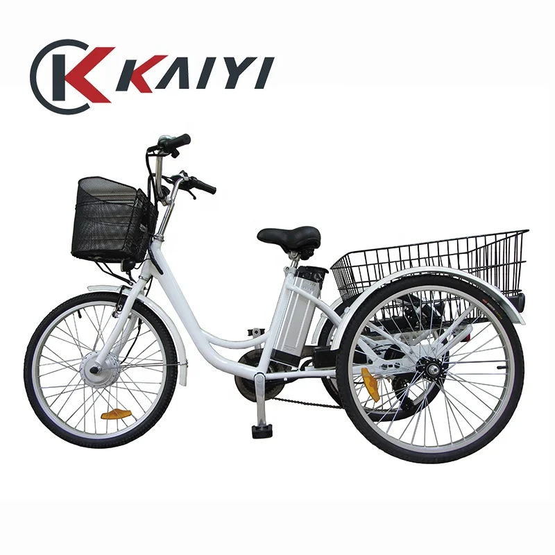 KAIYI Wholesale Electric Bicycle City Tire Cargo Ebike 3 Wheel Electric Coffee Bike China Factory Tricycles 36v250w 24*1.75 36V