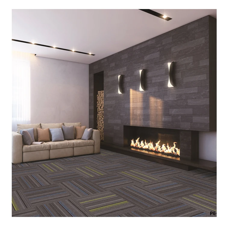 
Modern design striped level loop PVC base sound-proof tiles carpet pvc flooring 