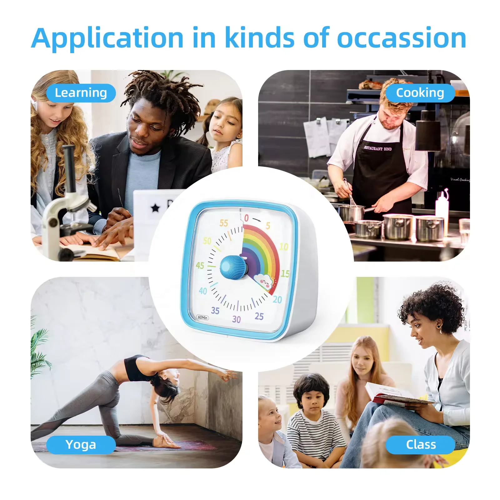 Yunbaoit Visual timer clock 60 minute time countdown kitchen classroom focus timer pomodoro productivity kids study timer