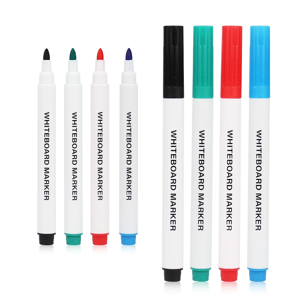 2025 Basic 4 Colors 2-3mm Dry Erase Pen White Board Markers Whiteboard with Erasers for Kids Teacher Supplies Classroom