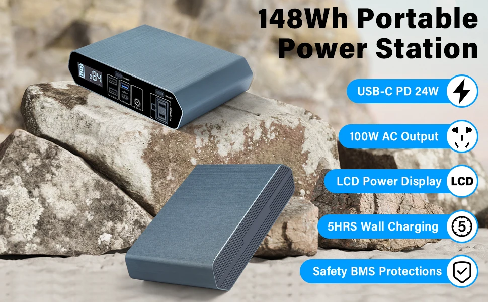 Lithium Power Station 40000mAh 148Wh Outdoor Power Emergency Energy Storage With Solar MPPT Function Portable Power Station